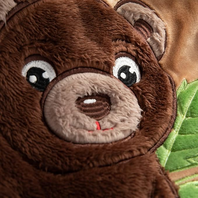 COSUSKET Kids Brown Bear Throw Blanket, 3D Animal Embroidery Sherpa Blanket Girls Boys Gifts