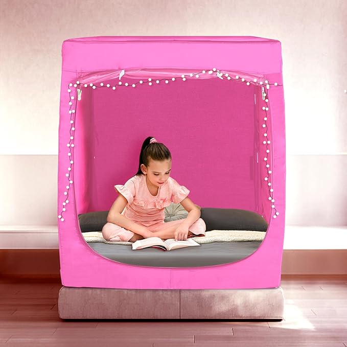 Bed Tent Bunk Twin Bed Canopy Tents - Portable Dream Tent for Kids and Adult Indoor Sleeping Tents 70% Blackout with 3 Doors Breathable Private Space Tents