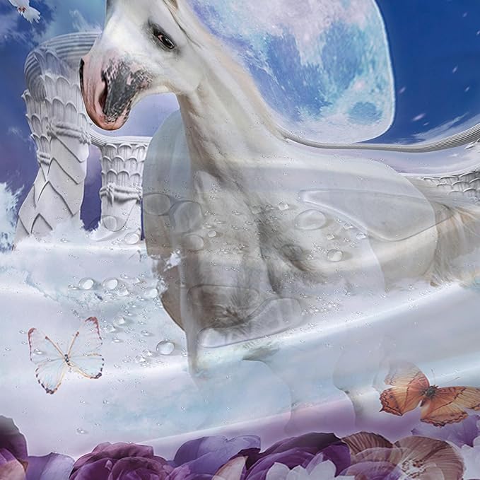 AILONEN Unicorn Shower Curtain, Holy Unicorn Theme Shower Curtain for Girls Teens Bathroom,3D Flower Butterfly Waterproof Fabric Shower Curtain Set,48" W*72" H