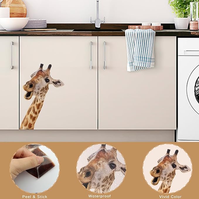 Giraffe Wall Decal Peel and Stick Funny Giraffe Stickers Gift for Friends Kids Room Funny Wall Window Decor Fridge Closet Stickers Decoration