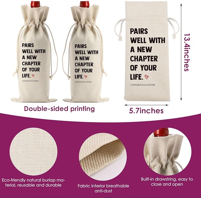 Qzvuic Wine Bag, Coworker Leaving Gifts for Men Women, Goodbye Gifts for Coworkers, Going Away Gifts for Coworkers Women, Farewell Gifts for Coworkers, Moving Away Gifts for Friends, Leaving Job