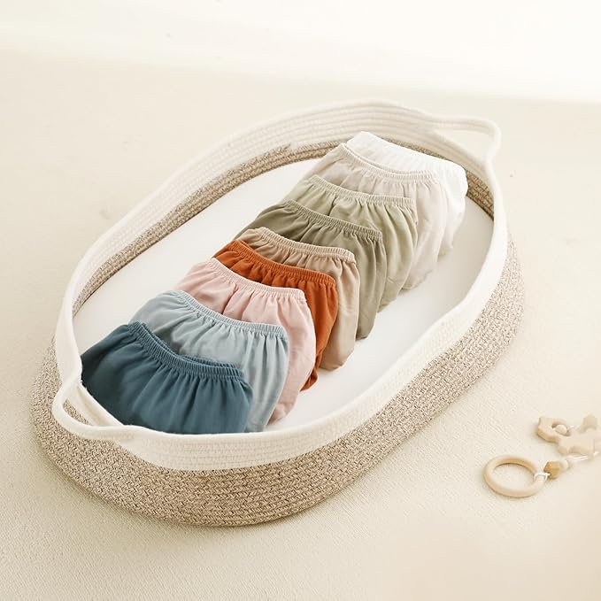 GRSSDER Stretchy Ultra Soft Fitted Bassinet Sheet 3 Pack, Universal Fit for Bassinets Baby Cradle Moses Basket Oval Rectangle Mattress Safe and Snug, Jersey Bassinet Sheets for Girls, Cream/Beige