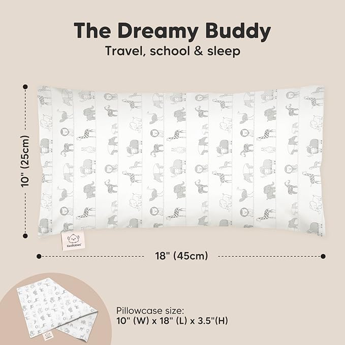 Toddler Pillow with Pillowcase - 10x18 My Little Dreamy Pillow, Organic Toddler Pillows for Sleeping, Kids Pillow, Small Pillows, Toddler Travel Pillows for Sleeping, Toddler Bed Pillows (Savannah)
