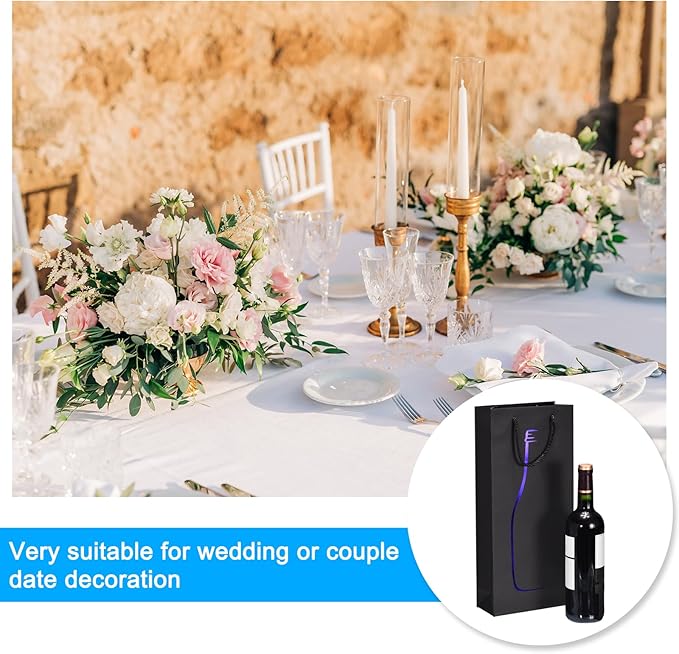 uxcell Wine Bags, 1pcs Black Blue 7 x 3 x 16 In Wine Gift Bags with Rope Handles Paper Wine Tote Bag for Wedding Birthday Christmas Party Supplies