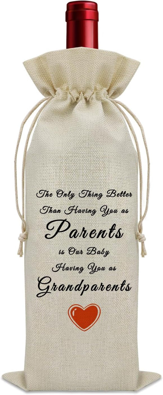 Promoted to Grandparents Gifts Wine Bag New Grandparents Gifts Pregnancy Gifts for New Grandparent Wine Bottle Decoration Bag New Grandma and Grandpa Gifts Wine Accessories Gifts for Wine Lovers