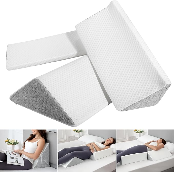 Wedge Pillow for Side Sleeping, 20in Triangle Bed Wedges & Body Positioners for Back Pain Relief, Seniors, After Surgery, Preventing Bedsores, Pregnancy Support