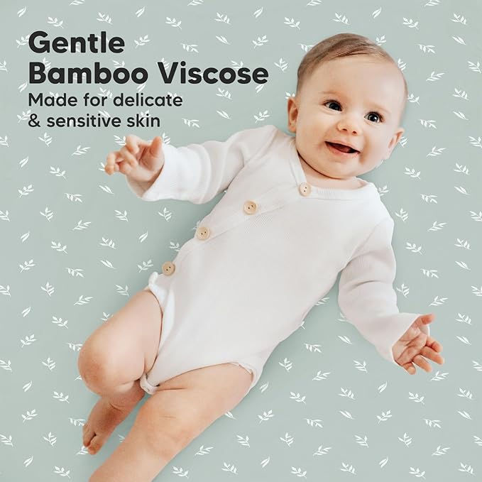 Pack and Play Sheets Fitted, 2-Pack Mini Crib Sheets - Pack N Play Sheets, Organic Fitted Crib Sheet for Pack and Play Mattress, Playard Baby Crib Sheets,Crib Sheets Neutral for Boys,Girls (Prairie)