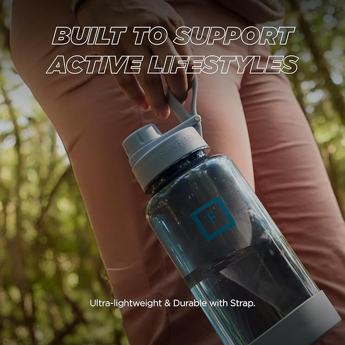 IRON °FLASK Clear Tritan Trekker Water Bottle with Chug Lid - Leak Proof & Lightweight for Gym, Hiking, Sports - Dishwasher Safe, BPA Free Plastic - Stormy Blue, 32 Oz