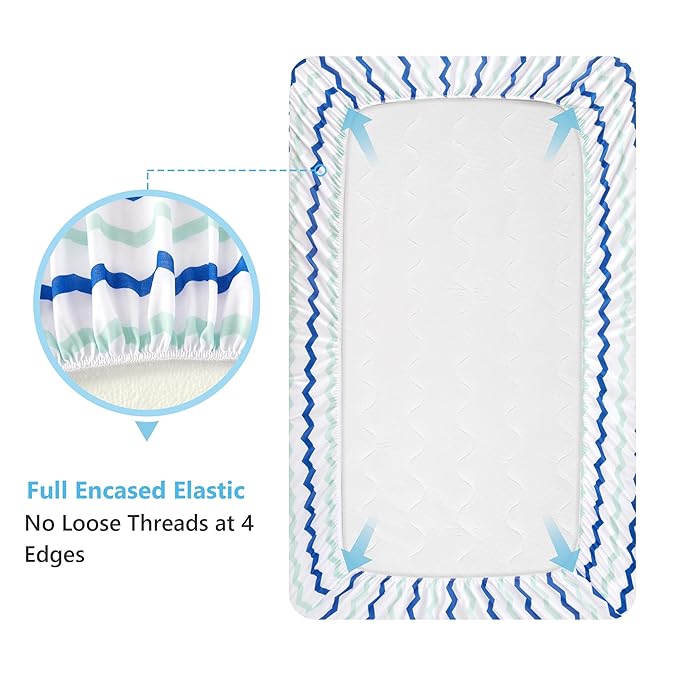 TILLYOU Baby Crib Sheets for Boys Girls, Fitted Crib Sheet 1 Pack for Standard Crib and Toddler Mattresses, Super Soft Toddler Bed Sheets, 28" x 52" x 8", Chevron