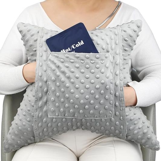 Star Hysterectomy Recovery Pillow C-Section Pillows with 2 Pockets for Tummy Tuck Abdominal Lumpectomy Belly Surgery Must Haves Shock Absorbing Cough Cushion Patients Gifts Minky Dot Gray