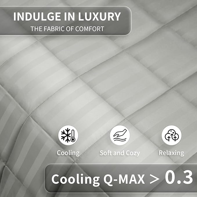 Weighted Blanket for Adult,15lbs Heavy Weighted Blanket 60"x80" Breathable Cooling Summer Blankets, Ultra Soft Cotton Comfort Throw Blanket with Glass Beads for All-Season (Light Grey)