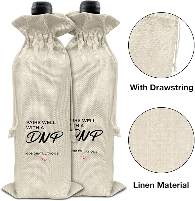 HOIJAUMAI DNP Graduation Gifts DNP Graduation Wine Bag Pairs Well with a DNP Wine Gift Bags for Women Men