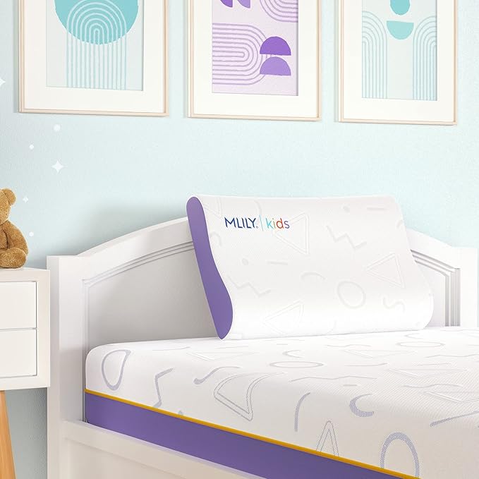 MLILY Kids Pillow for Sleeping, Adjustable Kids Memory Foam Pillow for Bed Set, Breathable and Soft Pillows for Kids Boy Girl, CertiPUR-US Certified, 12x20 Inch, Purple