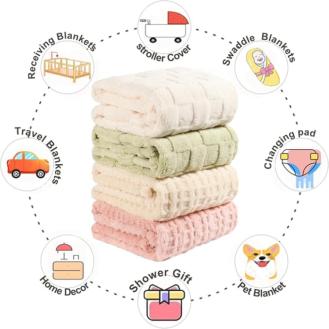 Sherpa Baby Blanket for Girls Toddlers Fleece Fluffy Fuzzy Blanket for Baby,Soft Warm Cozy Fleece Blanket,Receiving Blanket for Infant Newborn (Beige, 30 * 40, Waffle)
