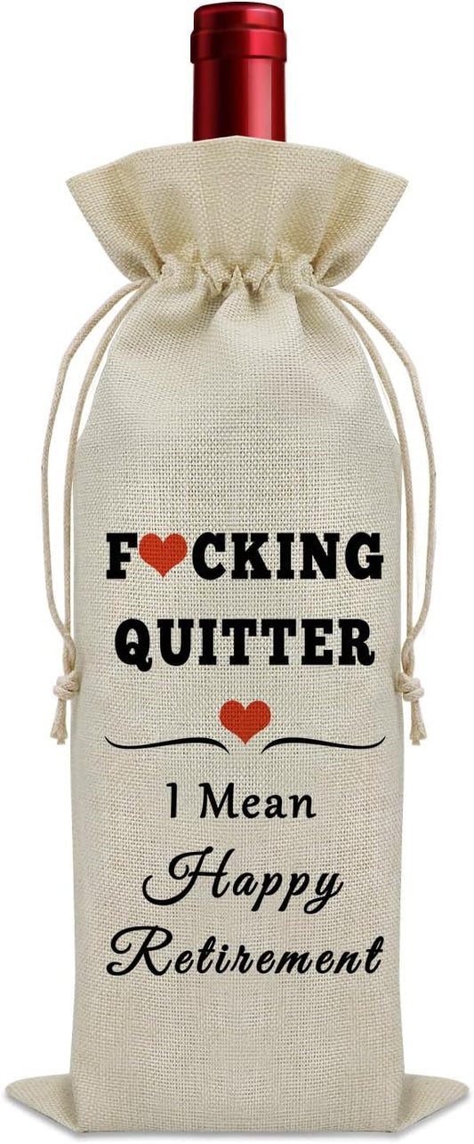 Sazuwu Funny Retirement Gifts for Coworker Wine Bag Leaving Job Gifts for Women Men Going Away Gifts for Friends Wine Bottle Decoration Bag Retired Gift Bag Wine Accessories Gifts for Wine Lovers