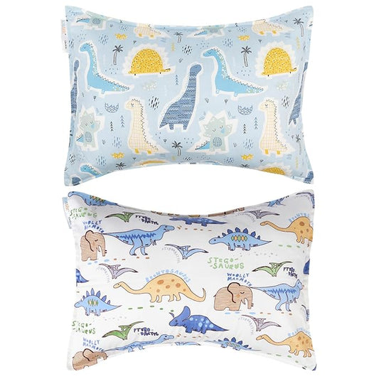 ALVABABY Toddler Pillow Covers Fits 13 x 18,12x 16 Kids Pillow 2 Pack Cotton Sleep Travel Pillowcases with Envelope Baby Children Pillowcase for Boys Girls Dinosaurs 2TPW16