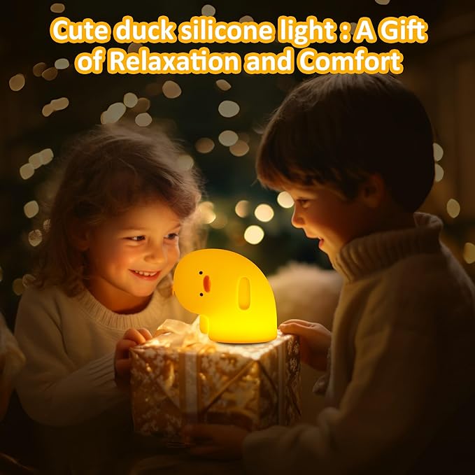 Duck Night Light, Duck Gifts for Girl, Duck Lamp Gifts Bedside Lamp for Nursery, ABS+SIL, Touch Control, Portable and Rechargeable Dimmable, Birthday Gifts for Boys Girls