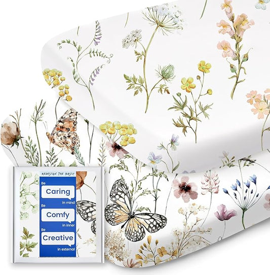 Bassinet Sheets for Baby Boy Girl, TotBasic Buttery Soft Universal Bassinet Fitted Sheet, Compatible with Halo, Mika Micky, Baby Delight, Dream On Me, Maxi COSI and More Bassinet Mattress(Butterfly)