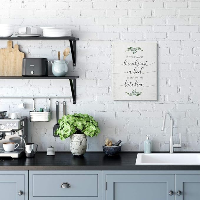 Stupell Industries for Breakfast in Bed Sleep in Kitchen Sassy Phrase Wall Art, 13x19, Off- White