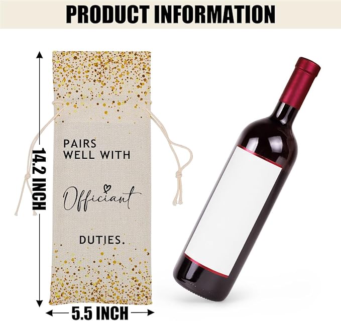 Officiant Gifts Bridal Shower Gifts Wedding Wine Bag Engagement Gifts for Couples Honeymoon Gifts for Women Men Friend Coworker Lady Bachelorette Party Wine Bags