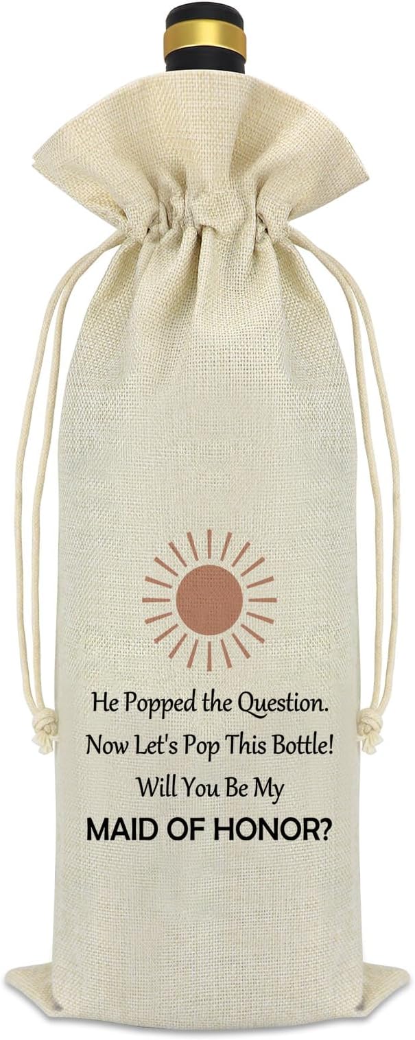 Maid of Honor Proposal Gifts Bridesmaid Gift from Bride Engagement Wine Bag Gift for Women Wedding Day Bridal Party Bachelorette Gifts for Bridesmaids Matron of Honor Friend Sister Wine Bottle Bag