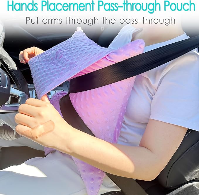 Heart Surgery Pillow Shock Absorbing for Open Heart Surgery After Bypass Coughing with 2 Pockets - Recovery Gifts with Hands Placement Pouch, Minky Dot Lavender