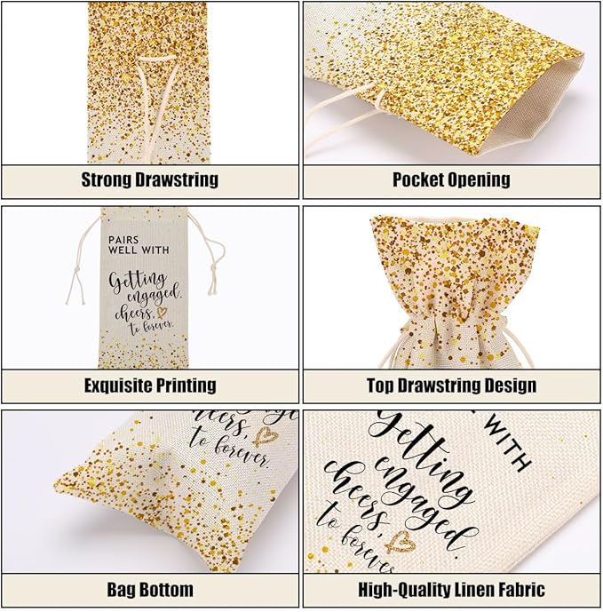 Engagement Gifts for Couples Bridal Shower Gifts Wine Bag Bachelorette Gifts for Bride Fiance Gifts for Women Men Friend Bachelorette Party Mrs Gifts Wine Bags