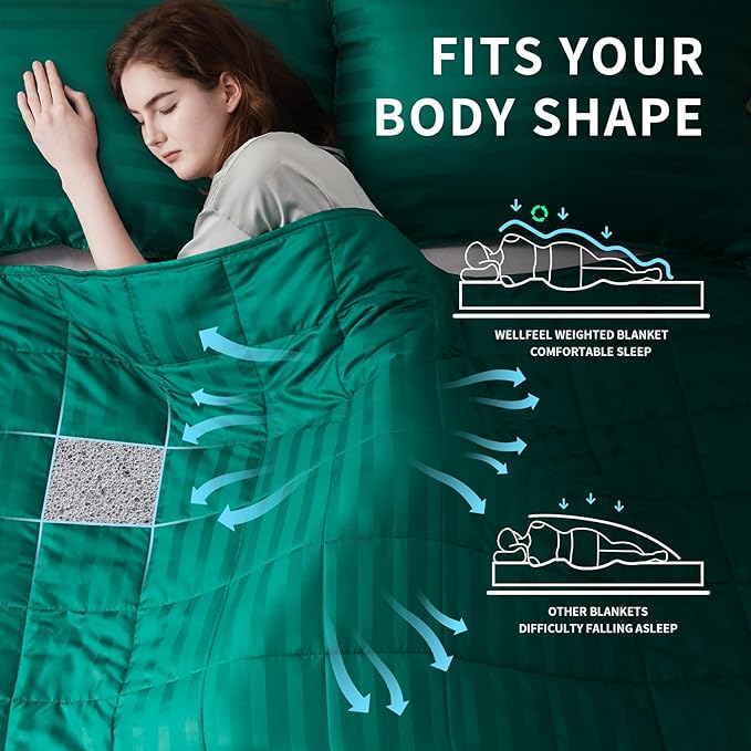 Weighted Blanket for Adult,20lbs Heavy Weighted Blanket 80"x87" Breathable Cooling Summer Blankets, Ultra Soft Cotton Comfort Throw Blanket with Glass Beads for All-Season (Green)