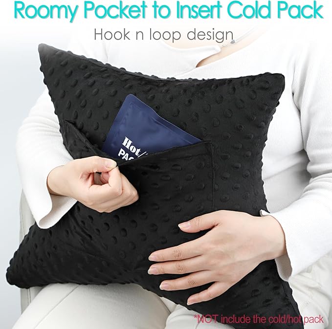 Star Hysterectomy Recovery Pillow C-Section Pillows with 2 Pockets for Tummy Tuck Abdominal Lumpectomy Belly Surgery Must Haves Shock Absorbing Cough Cushion Patients Gifts Minky Dot Black