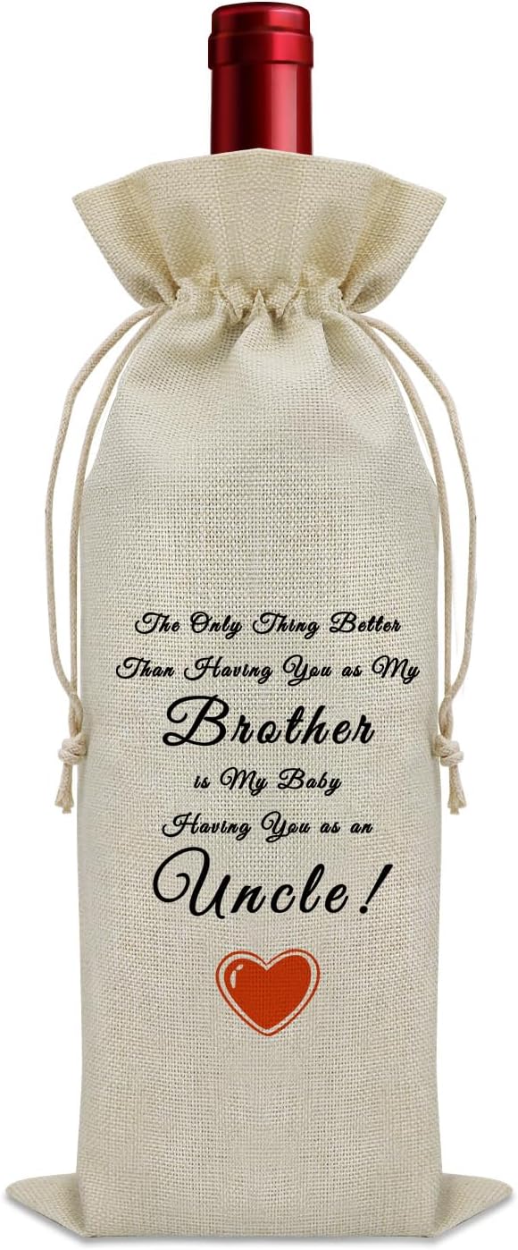 Sazuwu Brother Promoted to Uncle Wine Bag New Uncle Gifts First Time Brother to Uncle Pregnancy Announcement Wine Bottle Decoration Bag Uncle to Be Gifts Fathers Day Gift for Uncle from Niece
