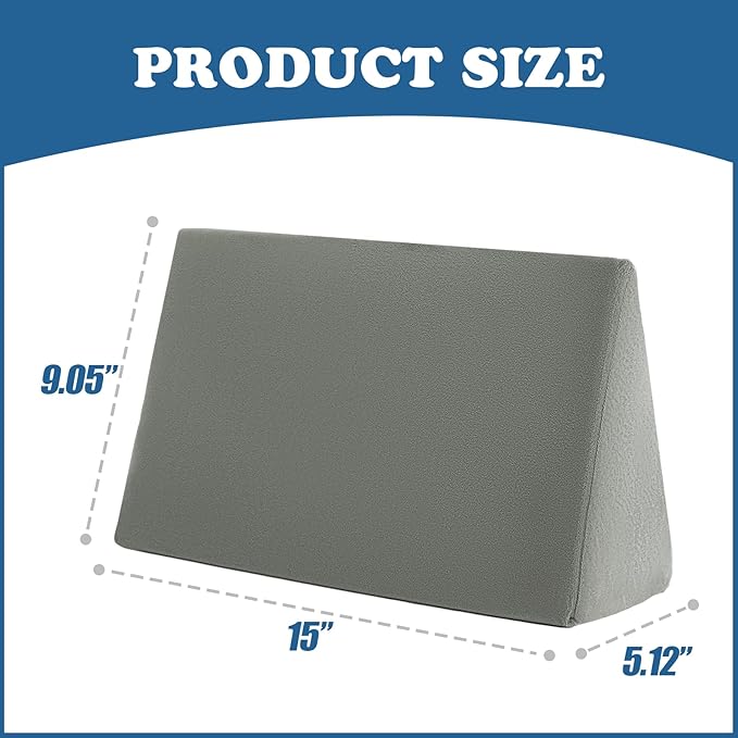 Small Wedge Pillow, Wedge Pillow for Bed Sores, Positioning Pillow, Positioning Wedge, Yoga Wedge Pillow, Mini Wedge Pillow for Laptop, Small Wedge Pillow for Chair (1 Unit, Grey)