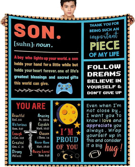 Gamer Gifts for Teenage Boys, 50x60 Inch Gamer Blanket Video Game Gifts Gaming Blanket for Son Cozy Throw Blanket Gamer Room Decor Gamer Gifts for Boys 8-12 Son Blanket from Dad Mom