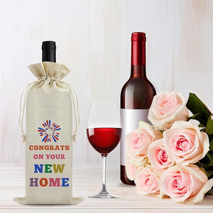 Housewarming gifts for New House Wine Bag House Warming Gifts New House Wine Bags for New Home Owner Party Decorations New House Gift for Friend Women Men Wife Husband Wedding Birthday Christmas Gift