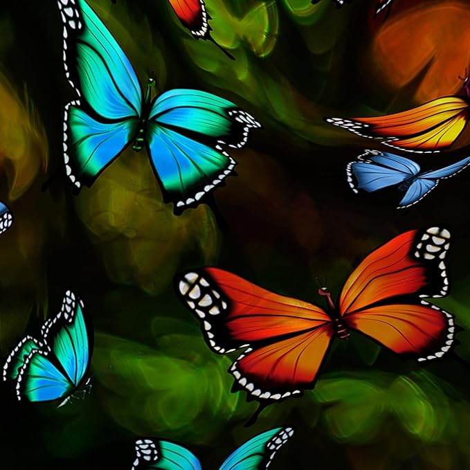 AILONEN Beautiful Butterfly Shower Curtain,Colortul Butterfly with Fog Bath Curtain for Bathroom for Girls,Boho Style Waterproof Fabric Shower Curtain Set with Hooks,36" W*72" H