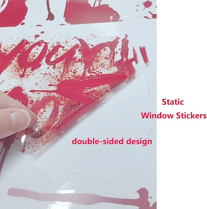Halloween Decorations Halloween Window Clings Bloody Handprint Footprint Decals Horror Stickers for Glass Window Wall Art 9 Sheets