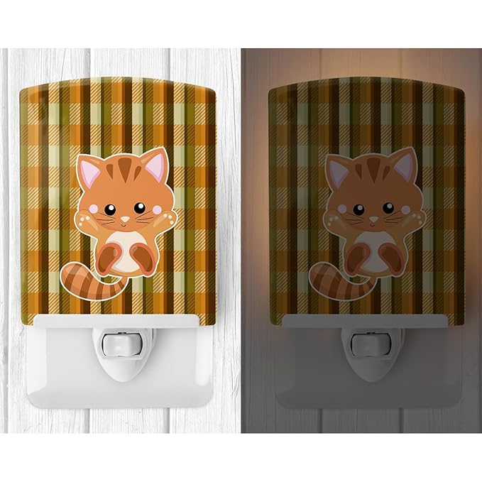 Caroline's Treasures BB6882CNL Hooray Kitten Ceramic Night Light Compact, UL-Certified, Ideal for Bedroom, Bathroom, Nursery, Hallway, Kitchen, 6x4x3, Multicolor