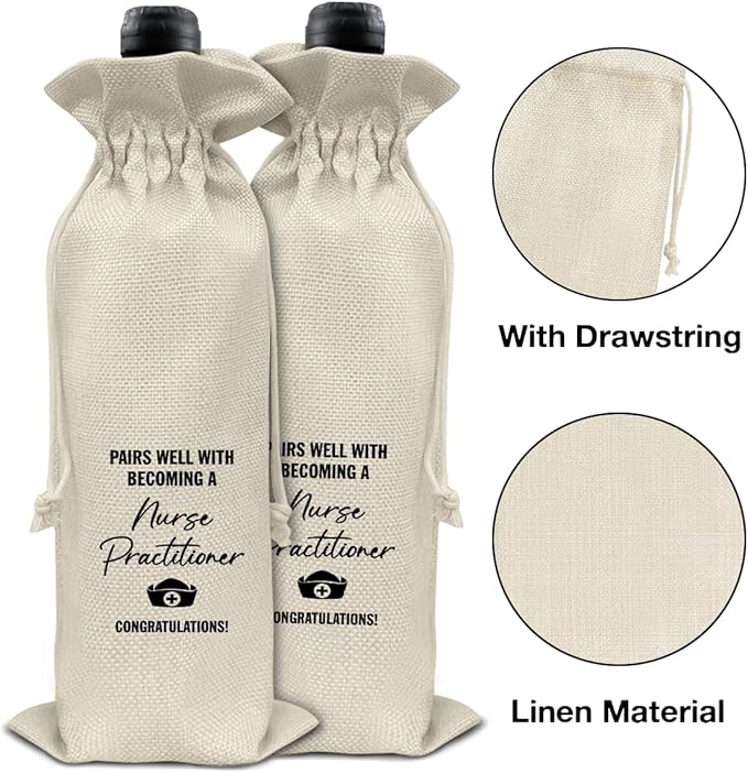 HOIJAUMAI Nurse Graduation Gifts Nurse Graduation Wine Bag Pairs Well with Becoming a Nurse Practitioner Wine Gift Bags for Women Her