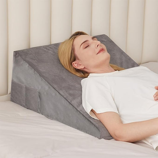 Wedge Pillow for Back Pain Relief, Bed Wedge Pillow for Sleeping 24×24×7.5 Inch Memory Foam Anti Snore Pillow, Triangle Pillow Wedge for Sleeping Acid Reflux, Gerd, Elevated Pillow Short Plush