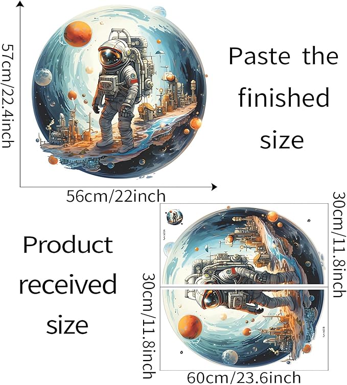 Space Astronaut Wall Stickers, sacinora Outer Space Planet Cosmic Galaxy Wall Decals Removable Vinyl Peel and Stick for Kid Baby Boy Nursery Bedroom Playroom Toddler Room Kindergarten Art Decoration