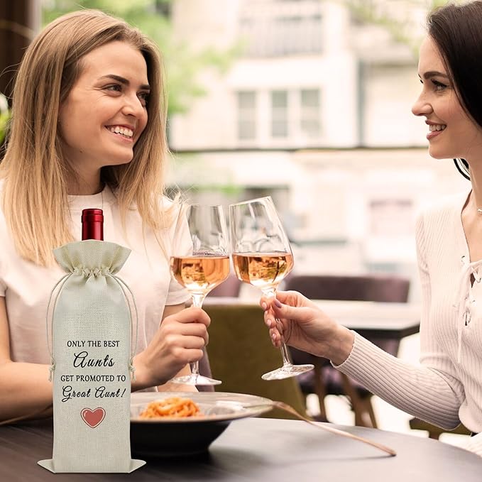 Promoted to Great Aunt Gifts Wine Bag Pregnancy Reveal Gifts for Great Aunts Wine Bottle Decoration Bag New Great Aunt Gifts Mothers Day Gift for Great Aunt Wine Accessories Gifts for Wine Lovers