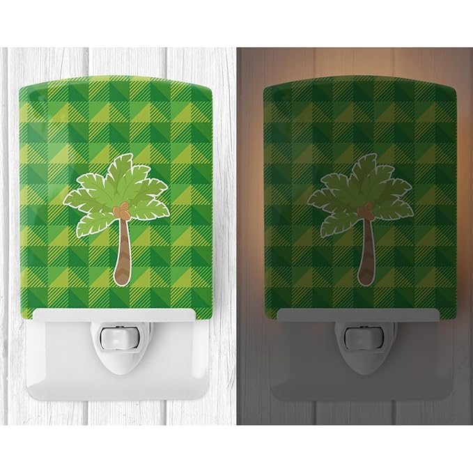 Caroline's Treasures BB7027CNL Palm Tree Ceramic Night Light Compact, UL-Certified, Ideal for Bedroom, Bathroom, Nursery, Hallway, Kitchen, 6x4x3, Multicolor