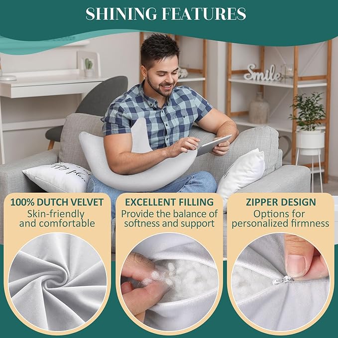 HARBOREST Shoulder Surgery Pillow - Shoulder Pillow for Shoulder Pain, Rotator Cuff Pillow for Sleeping or Sitting, Shoulder Relief Pillow (Light Grey)