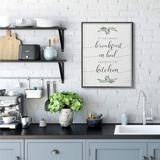 Stupell Industries for Breakfast in Bed Sleep in Kitchen Sassy Phrase Wall Art, 24 x 30, Off-White