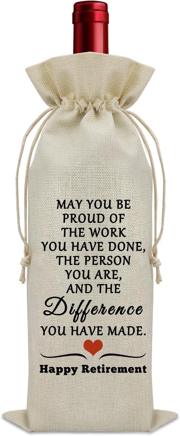 Happy Retirement Gifts Wine Bag Funny Going Away Gifts for Coworkers Leaving Job Party Decorations Wine Bottle Decoration Bag Retirement Appreciation Gifts Wine Accessories Gifts for Wine Lovers