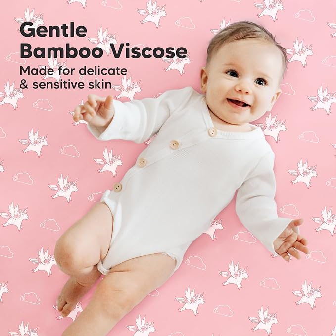 Pack and Play Sheets Fitted, 2-Pack Mini Crib Sheets - Pack N Play Sheets, Organic Fitted Crib Sheet for Pack and Play Mattress, Playard Baby Crib Sheets, Crib Sheets Neutral for Boys (Dreamland)