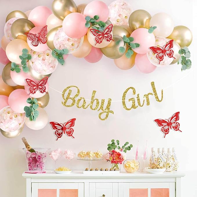 72Pcs 3D Butterfly Wall Decor 3 Sizes 3 Styles, Butterfly Decorations Party Birthday Cake Decoration, Removable Butterfly Wall Stickers for Kids Nursery Wedding Bedroom Room Decor(Red)