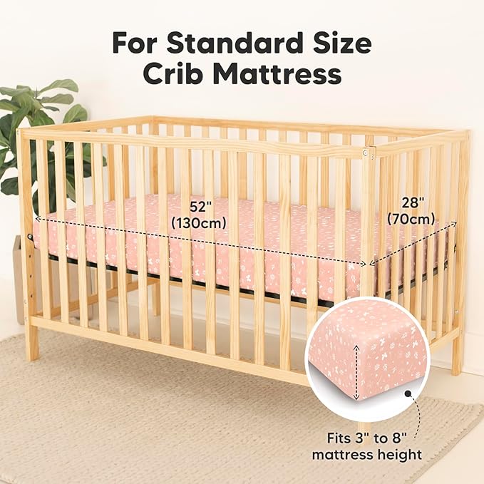 2-Pack Waterproof Crib Sheets for Boys, Girls-Viscose Derived from Bamboo Crib Sheets Neutral,Crib Mattress Protector Sheet,Soft Toddler Bed Sheets,Fitted Baby Crib Sheets Girl,Boy (Butterflies)