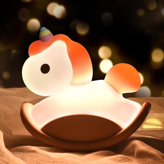 Unicorn Night Lights for Kids Bedroom, LED Squishy Unicorn Lamp with Wobbling Amusement, Silicone Dimmable Nursery Nightlight, Rechargeable Bedside Touch Lamp with 30min Timer, Pink