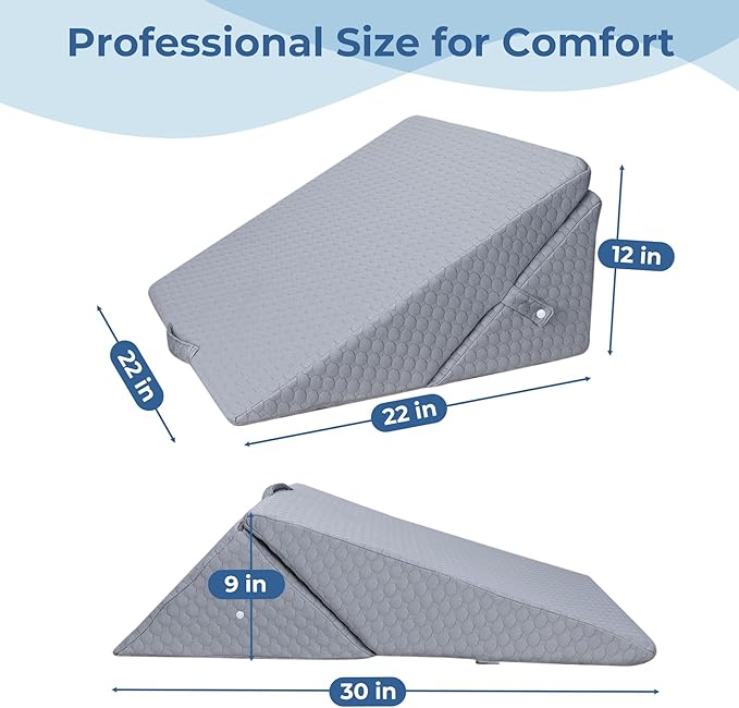 COOLBEBE Bed Wedge Pillow for Sleeping, Air Layer Adjustable Wedge Pillow for Snoring and After Surgery - 9 & 11 Inch, Elevated Triangle Pillow for Back Pain Relief, Acid Reflux, Leg Support