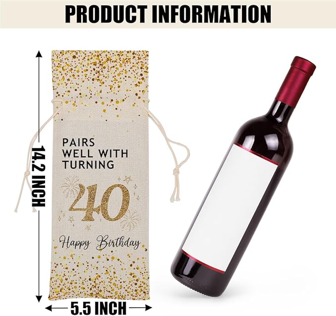 40th Birthday Gifts 1984 Birthday Wine Bag 40th Birthday Decorations Woman 40th Birthday Gift Ideas for Men Coworkers Lady Friend Him Bestie Anniversary Wine Bags
